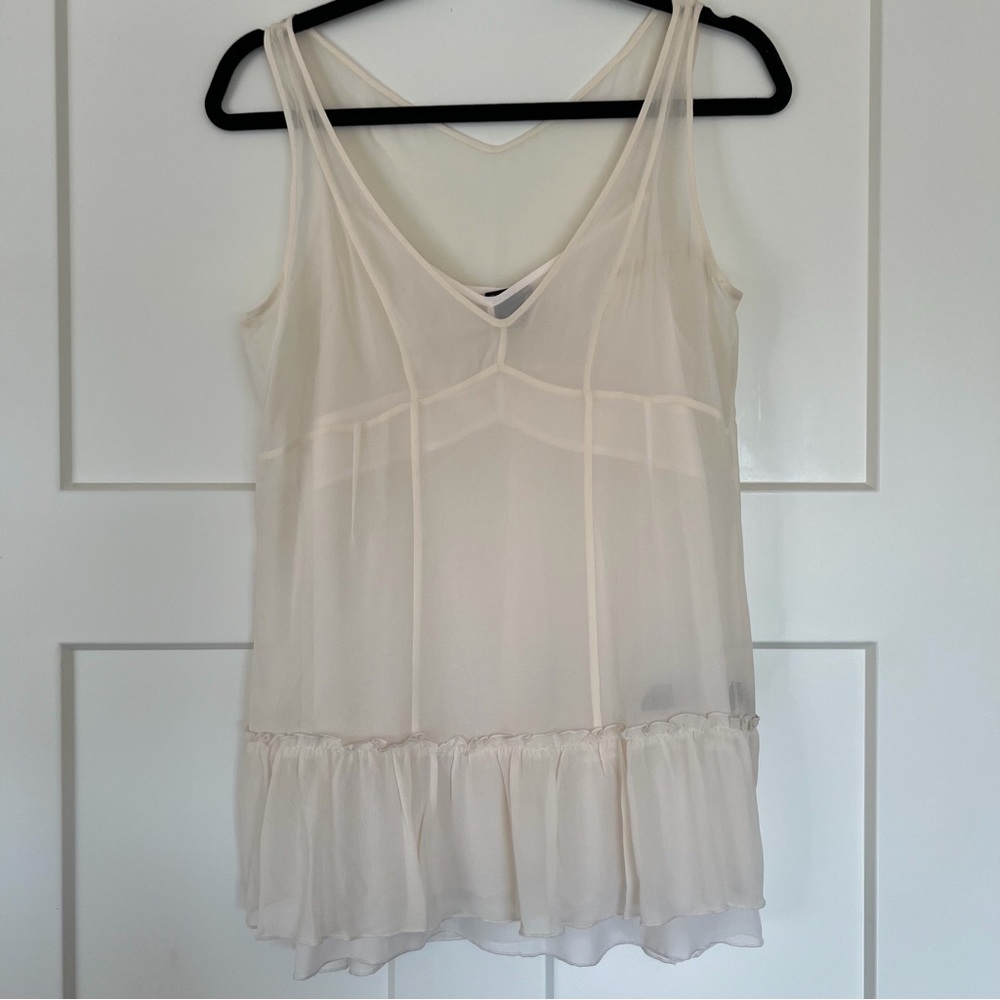 Club Monaco Cream Sleeveless Silk Top